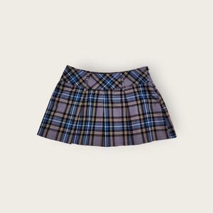 Vintage Y2k early 2000s Candie's blue plaid low rise pleated mini skirt